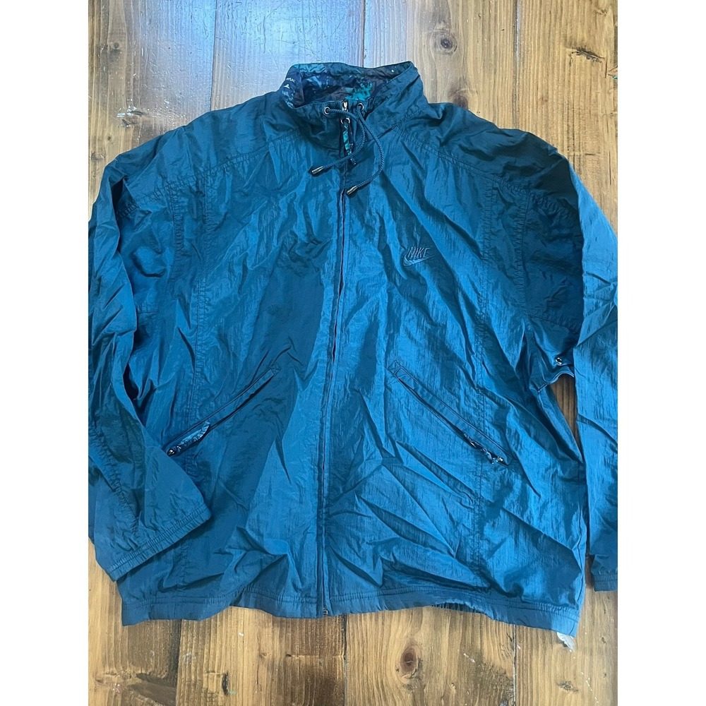 Vintage Nike Windbreaker Jacket Teal Blue Full Zip Nylon Large F50105USH